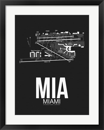 Framed MIA Miami Airport Black Print