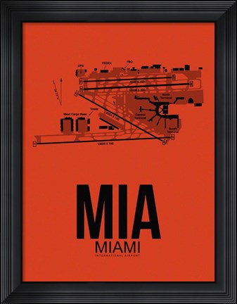 Framed MIA Miami Airport Orange Print
