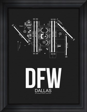 Framed DFW Dallas Airport Black Print