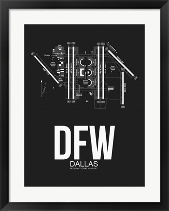 Framed DFW Dallas Airport Black Print