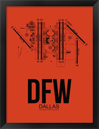 Framed DFW Dallas Airport Orange Print