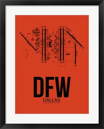 Framed DFW Dallas Airport Orange Print