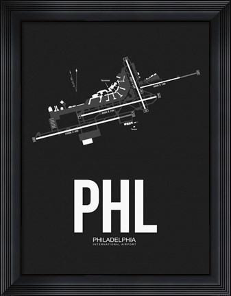 Framed PHL Philadelphia Airport Black Print