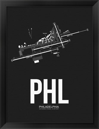 Framed PHL Philadelphia Airport Black Print