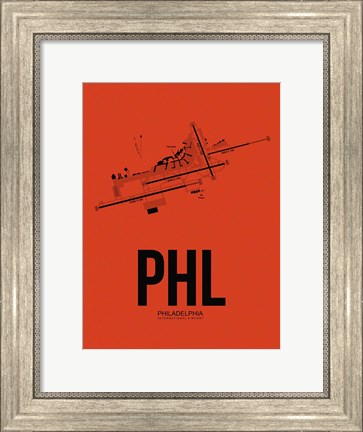 Framed PHL Philadelphia Airport Orange Print