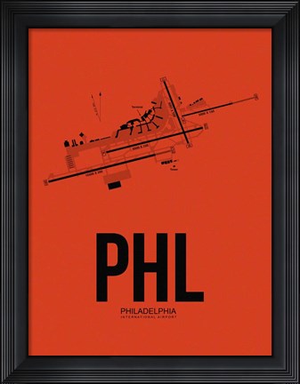 Framed PHL Philadelphia Airport Orange Print