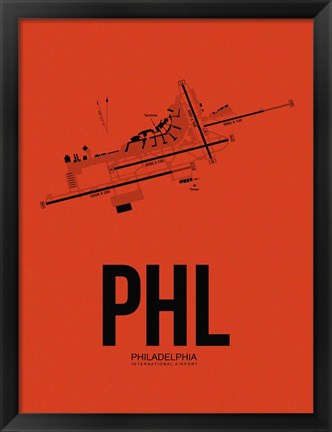 Framed PHL Philadelphia Airport Orange Print