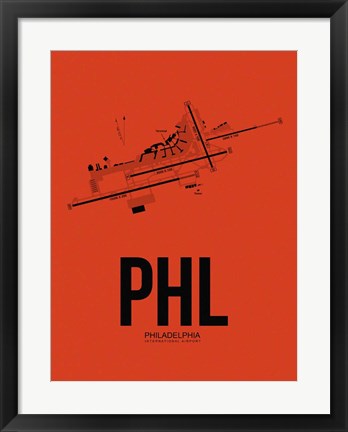 Framed PHL Philadelphia Airport Orange Print