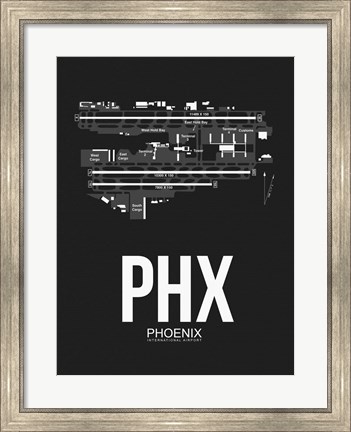 Framed PHX Phoenix Airport Black Print