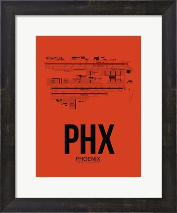 Framed PHX Phoenix Airport Orange Print