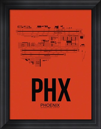 Framed PHX Phoenix Airport Orange Print
