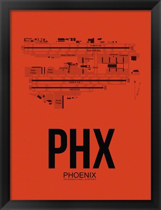 Framed PHX Phoenix Airport Orange Print