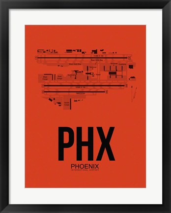 Framed PHX Phoenix Airport Orange Print