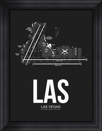 Framed LAS Las Vegas Airport Black Print