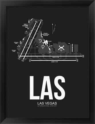 Framed LAS Las Vegas Airport Black Print