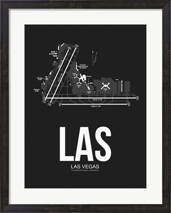 Framed LAS Las Vegas Airport Black Print