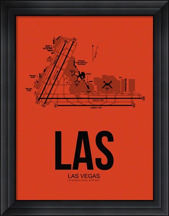 Framed LAS Las Vegas Airport Orange Print