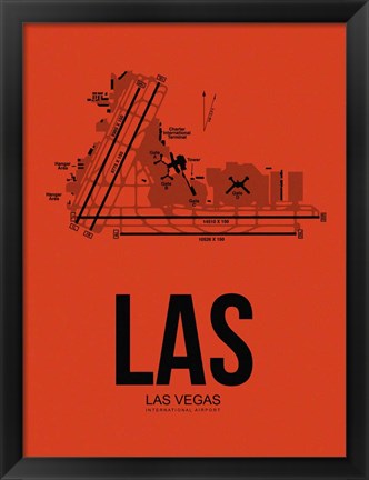 Framed LAS Las Vegas Airport Orange Print