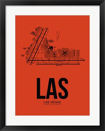 Framed LAS Las Vegas Airport Orange Print