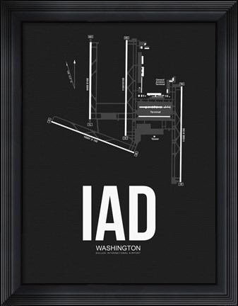 Framed IAD Washington Airport Black Print