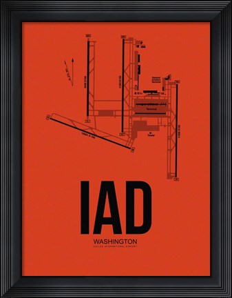 Framed IAD Washington Airport Orange Print