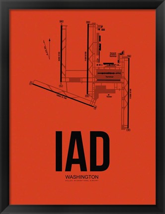 Framed IAD Washington Airport Orange Print