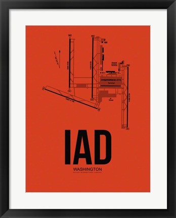 Framed IAD Washington Airport Orange Print