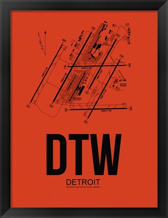 Framed DTW Detroit Airport Orange Print