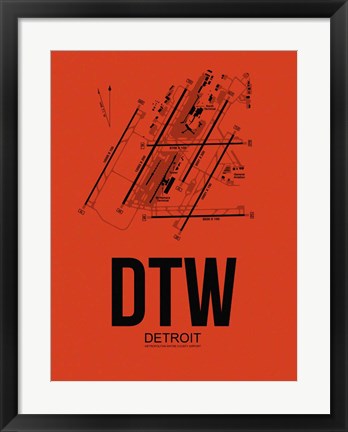 Framed DTW Detroit Airport Orange Print