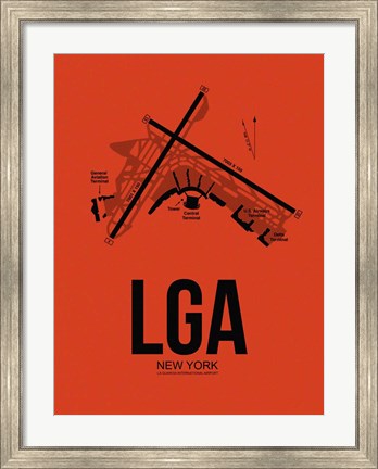 Framed LGA New York Airport Orange Print
