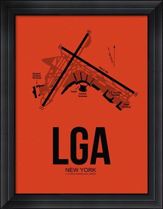 Framed LGA New York Airport Orange Print