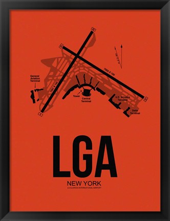 Framed LGA New York Airport Orange Print