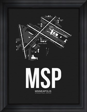 Framed MSP Minneapolis Airport Black Print