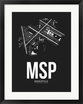 Framed MSP Minneapolis Airport Black Print