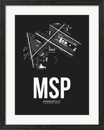 Framed MSP Minneapolis Airport Black Print
