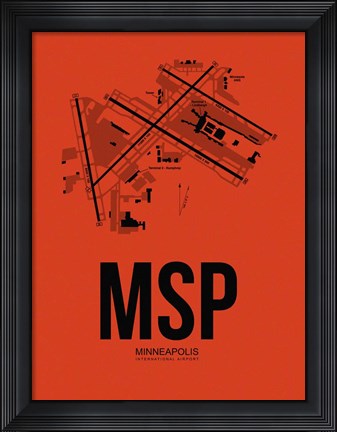 Framed MSP Minneapolis Airport Orange Print