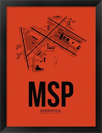 Framed MSP Minneapolis Airport Orange Print