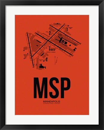 Framed MSP Minneapolis Airport Orange Print