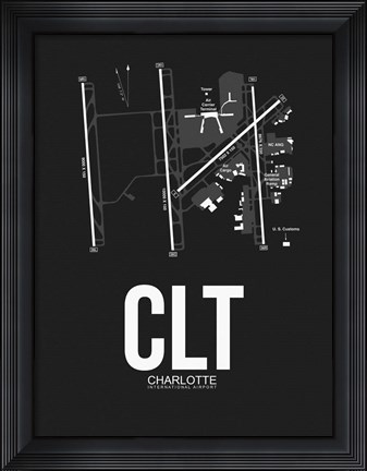 Framed CLT Charlotte Airport Black Print