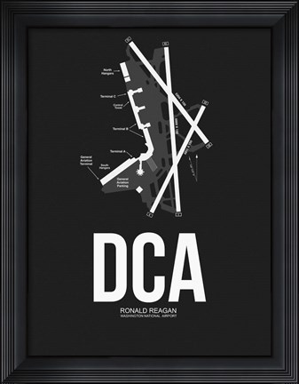Framed DCA Washington Airport Black Print