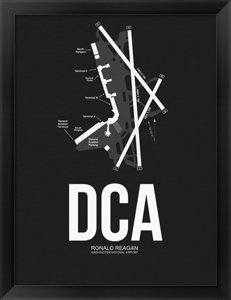 Framed DCA Washington Airport Black Print