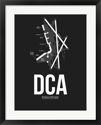 Framed DCA Washington Airport Black Print