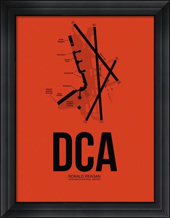 Framed DCA Washington Airport Orange Print