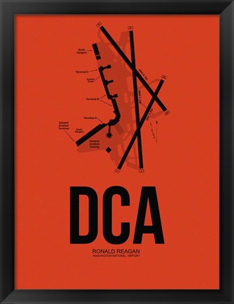 Framed DCA Washington Airport Orange Print