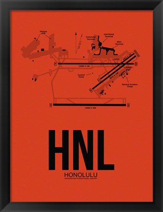 Framed HNL Honolulu Airport Orange Print