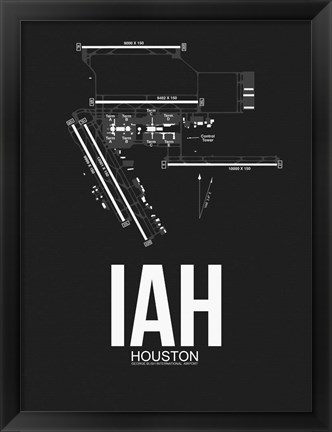 Framed IAH Houston Airport Black Print