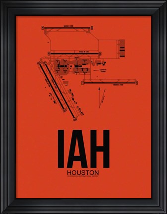 Framed IAH Houston Airport Orange Print