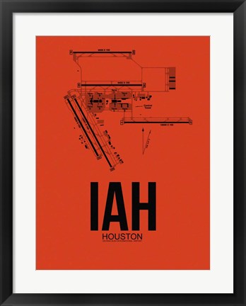 Framed IAH Houston Airport Orange Print