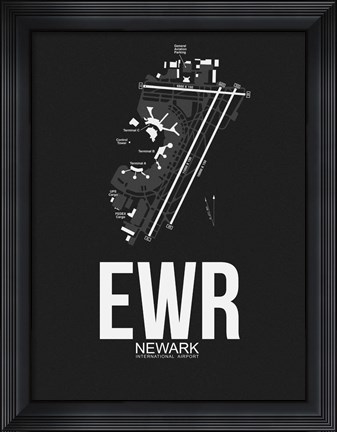 Framed EWR Newark Airport Black Print