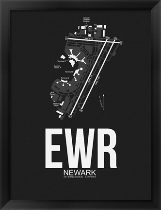 Framed EWR Newark Airport Black Print